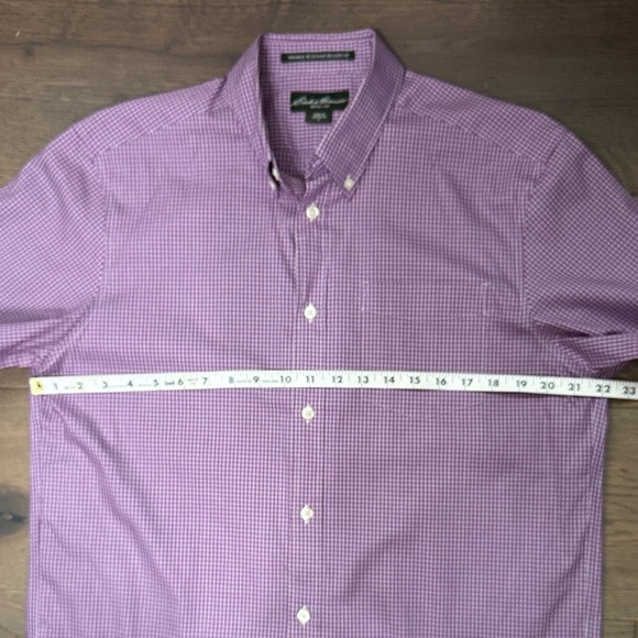 Eddie Bauer Purple Checkered Men's Shirt Wrinkle Resistent - Picture 7 of 10